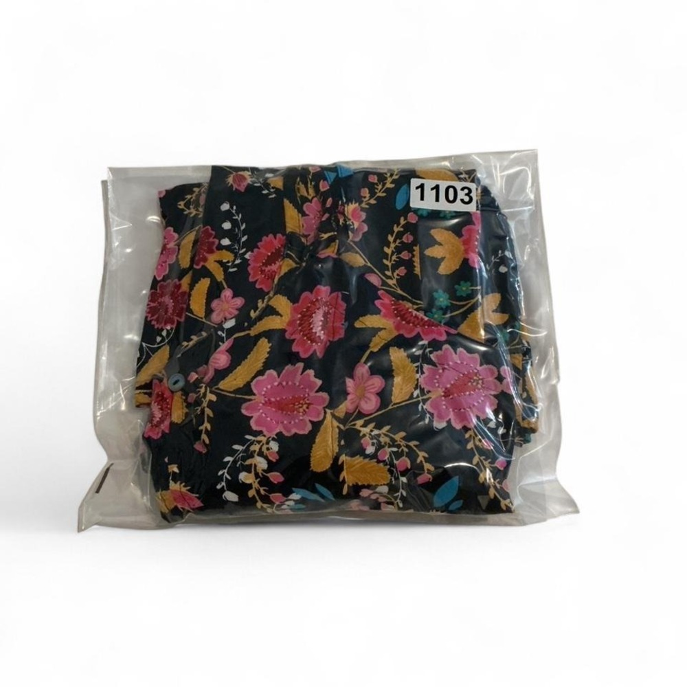 Express Floral Midi Dress Womens XS Black Pink Excellent Front Slit Sundress - Picture 8 of 8